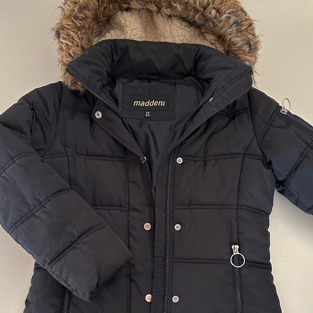 Madden NYC Girl’s Puffer Jacket with Faux Fur Hood